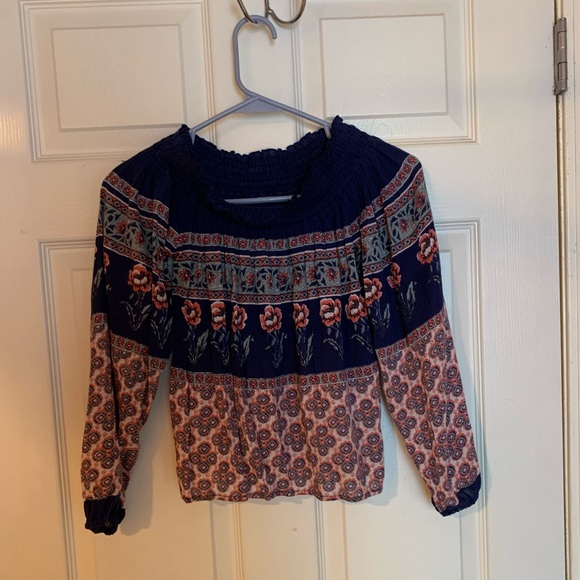 Hollister XS Floral Print Off The Shoulder Top - Picture 1 of 3